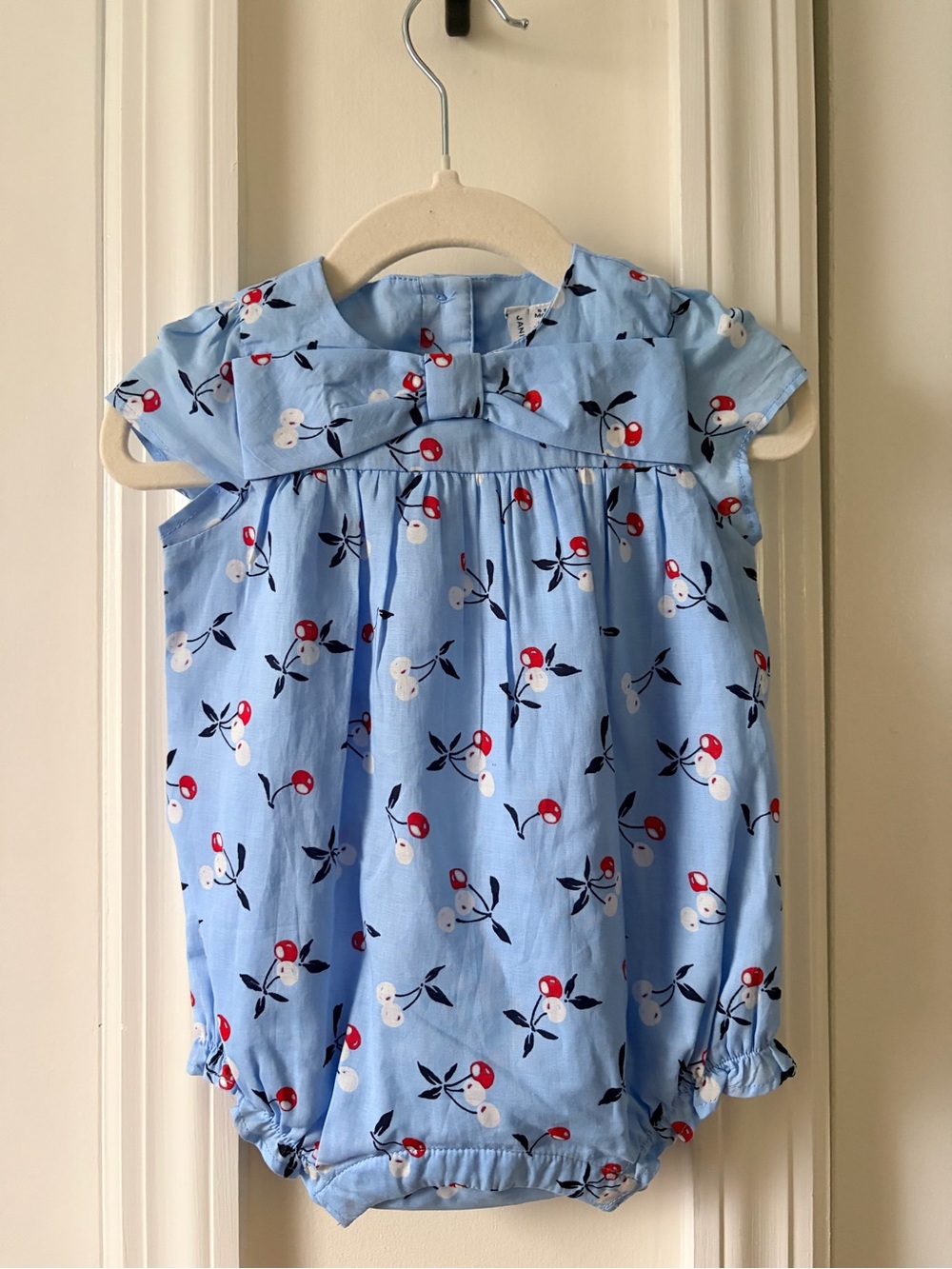 Janie and Jack Light Blue Cherry-Print Baby Romper